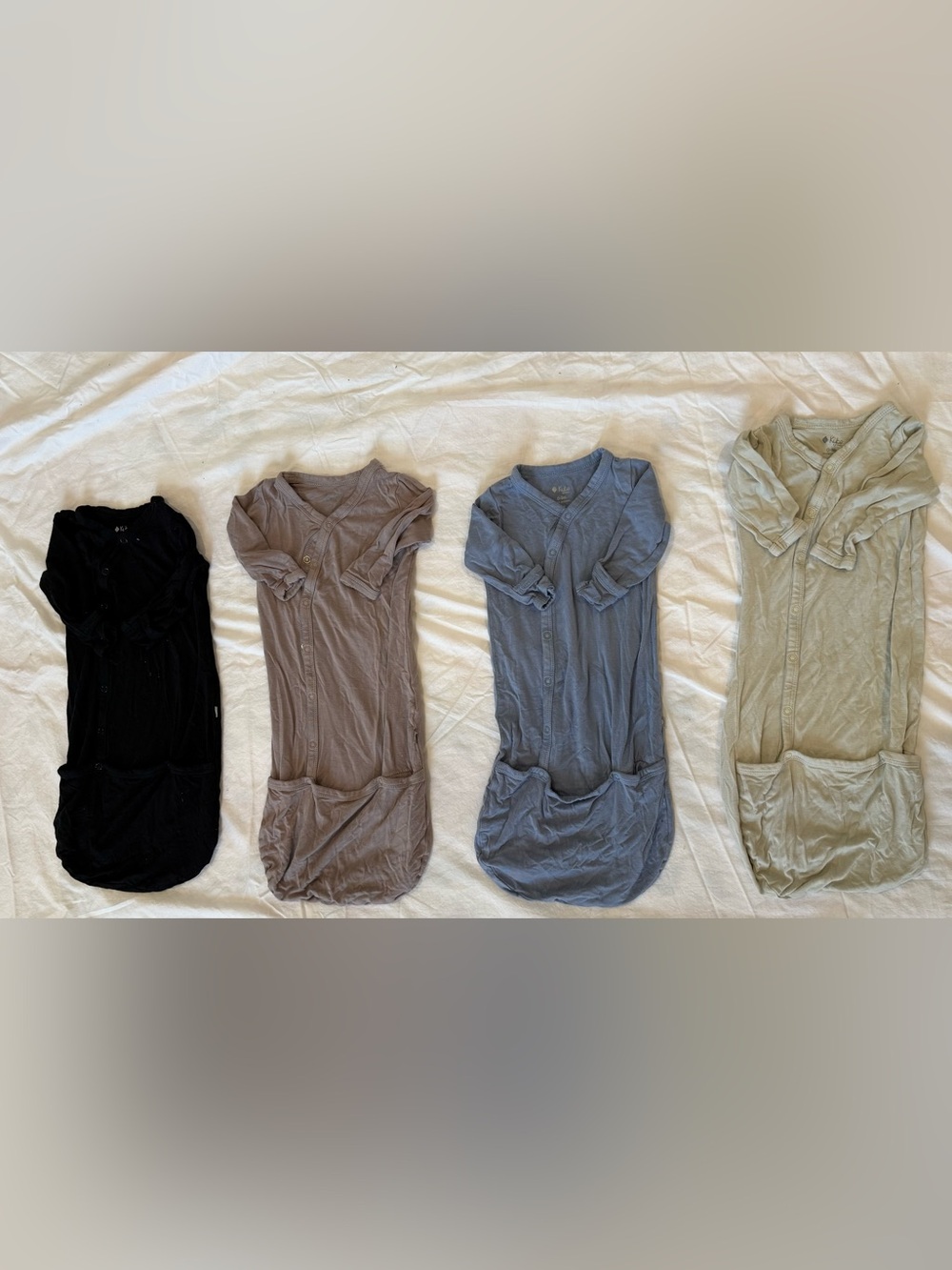 Kyte Baby 0-3M Bamboo Knotted Gown Bundle 4pc Neutral Colors